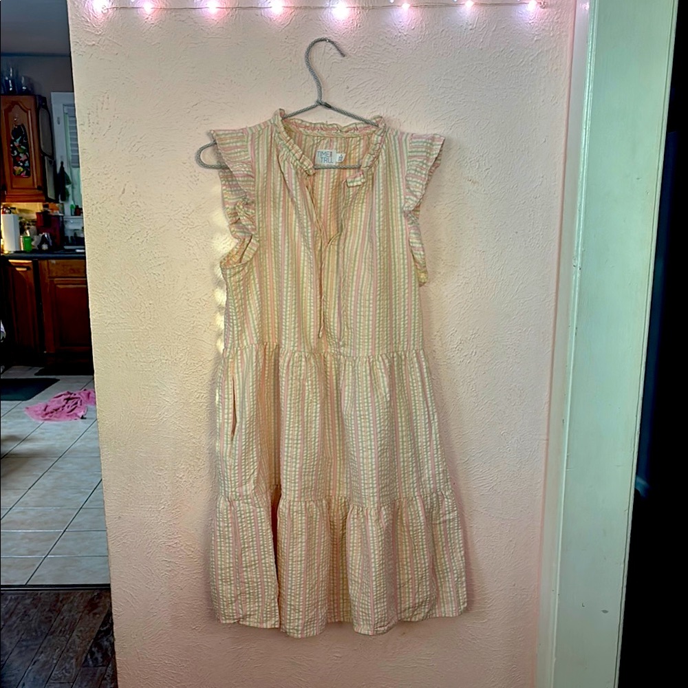 Time and Tru Striped  Casual Dress - Pink and White